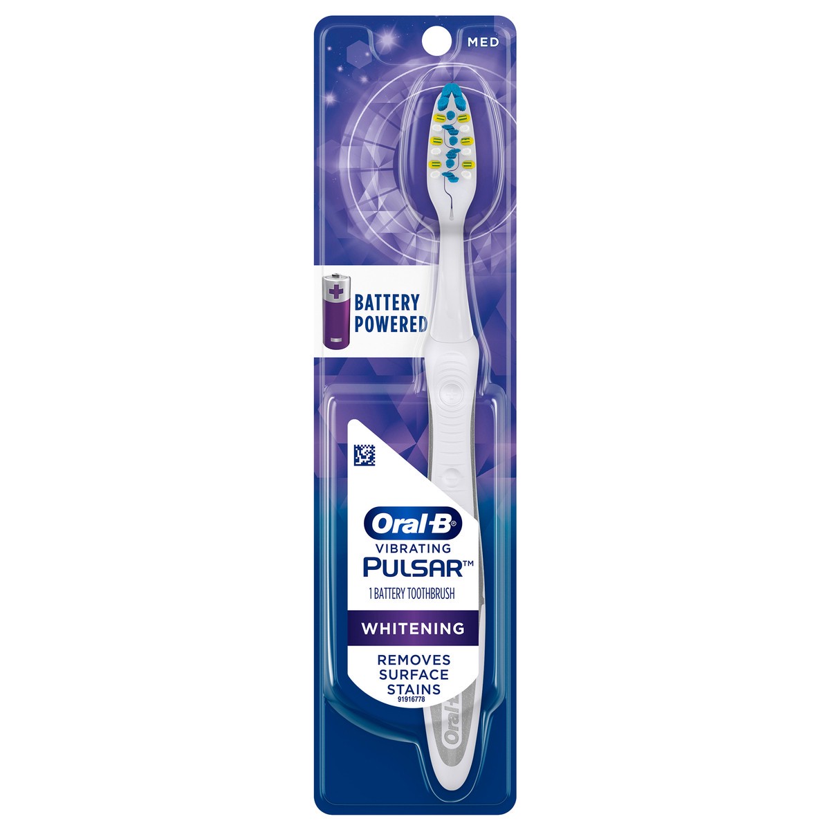 slide 4 of 5, Oral-B Pulsar Whitening Battery Toothbrush, Medium, 1 Count, 1 ct