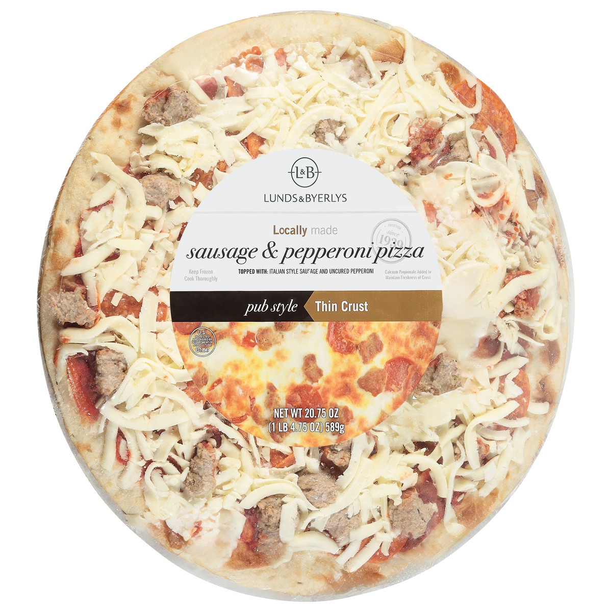 slide 4 of 4, Lunds & Byerlys Pub Style Thin Crust Sausage & Pepperoni Pizza 20.75 oz, 20.75 oz