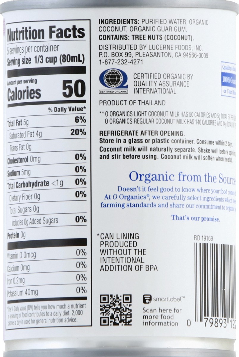 slide 3 of 7, O Organics O Orgnc Coconut Milk Light, 13.5 oz