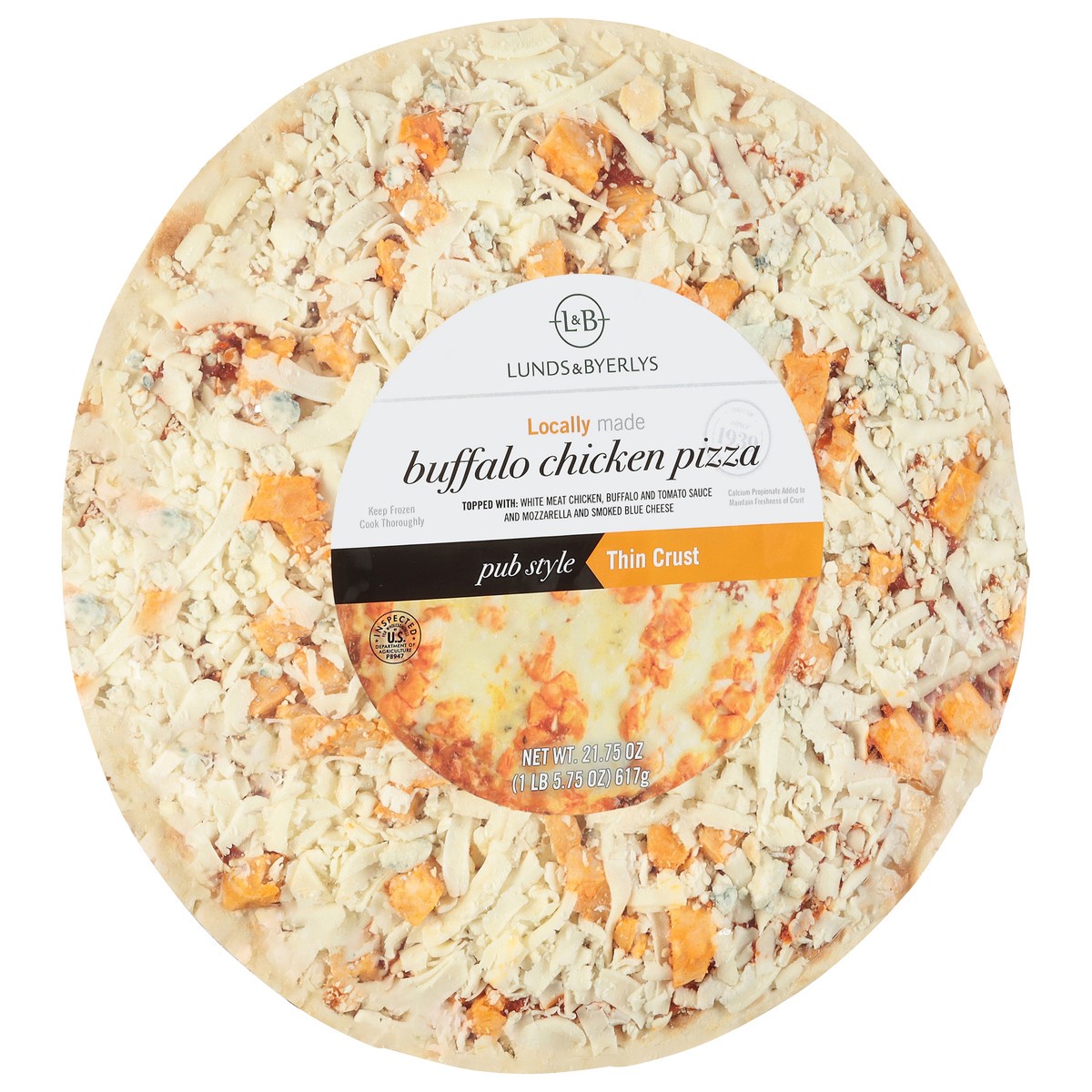 slide 3 of 4, Lunds & Byerlys Pub Style Thin Crust Buffalo Chicken Pizza 21.75 oz, 21.75 oz