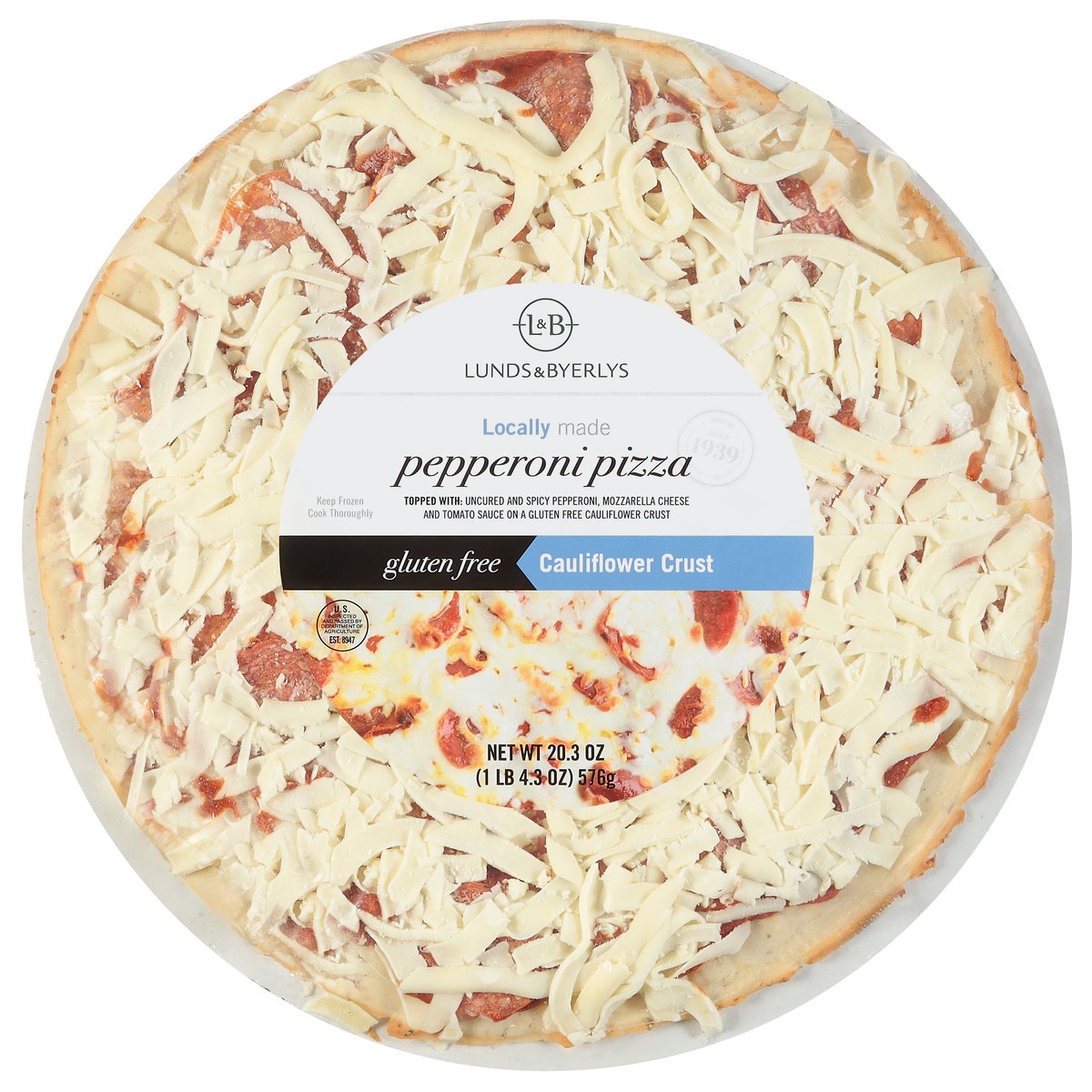 slide 1 of 4, Lunds & Byerlys Gluten Free Cauliflower Crust Pepperoni Pizza 20.3 oz, 20.3 oz