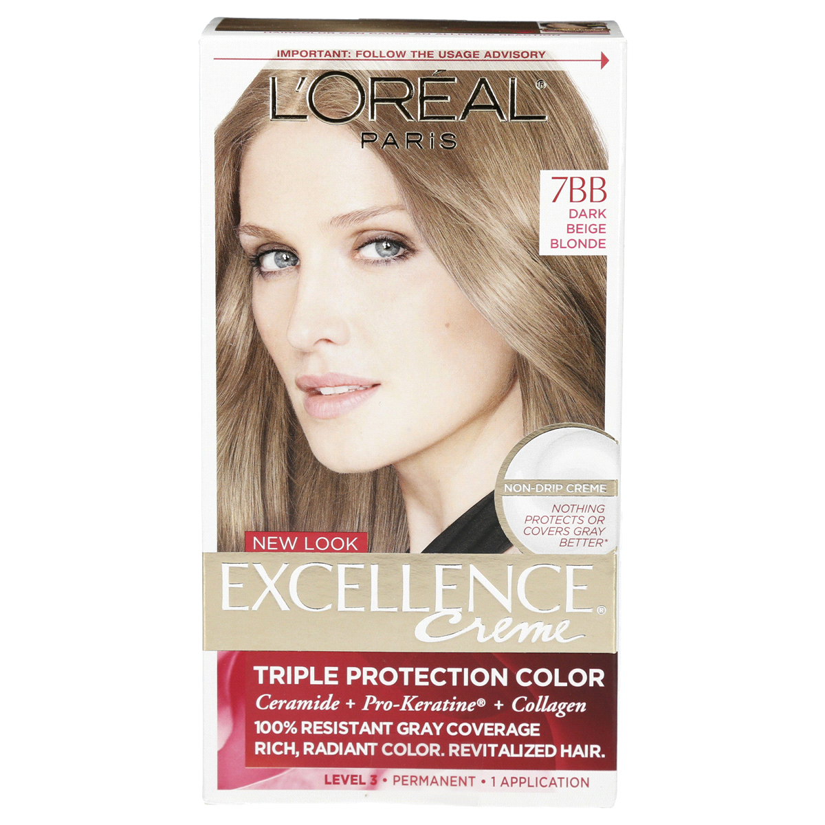 slide 1 of 1, L'Oréal Excellence Creme Triple Protection Color 7BB Dark Beige Blonde, 1 ct