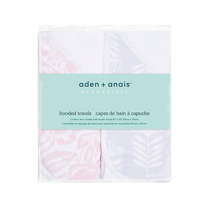 slide 2 of 2, aden + anais Essentials Damsel Hooded Towels, 2 ct