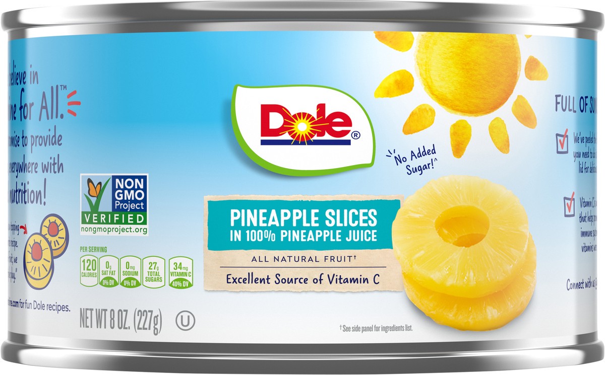 slide 4 of 9, Dole Pineapple Slices in 100% Pineapple Juice, 8 oz