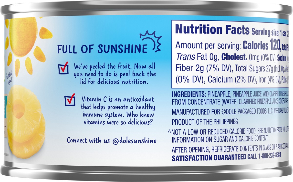 slide 9 of 9, Dole Pineapple Slices in 100% Pineapple Juice, 8 oz