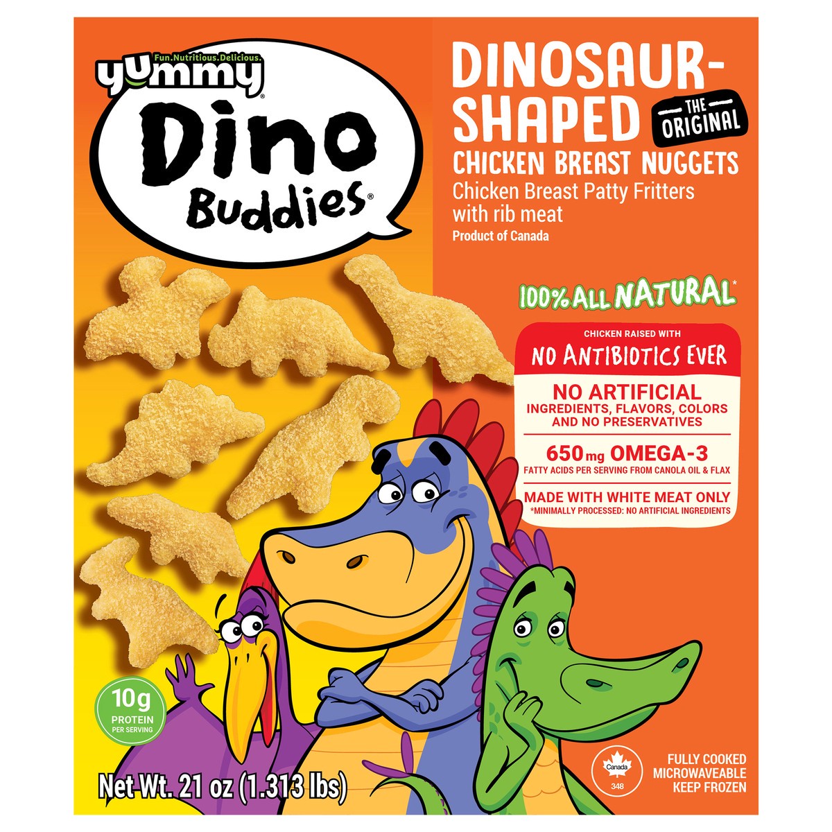 slide 1 of 9, Yummy Dinosaur-Shaped Chicken Breast Nuggets, 21 oz, 21 oz