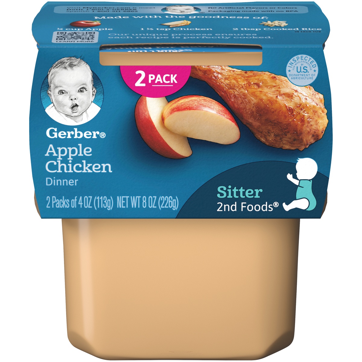 slide 1 of 1, Gerber Apple Chicken Dinner Sitter 2nd Foods, 2 ct; 4 oz