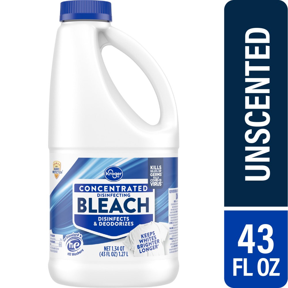 slide 1 of 5, Kroger Concentrated Disinfecting Bleach, 43 fl oz