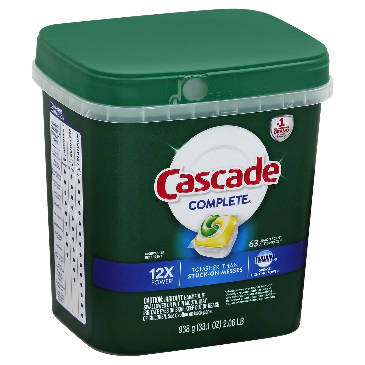 slide 1 of 11, Cascade Lemon Complete Actn Pac Tub, 63 ct