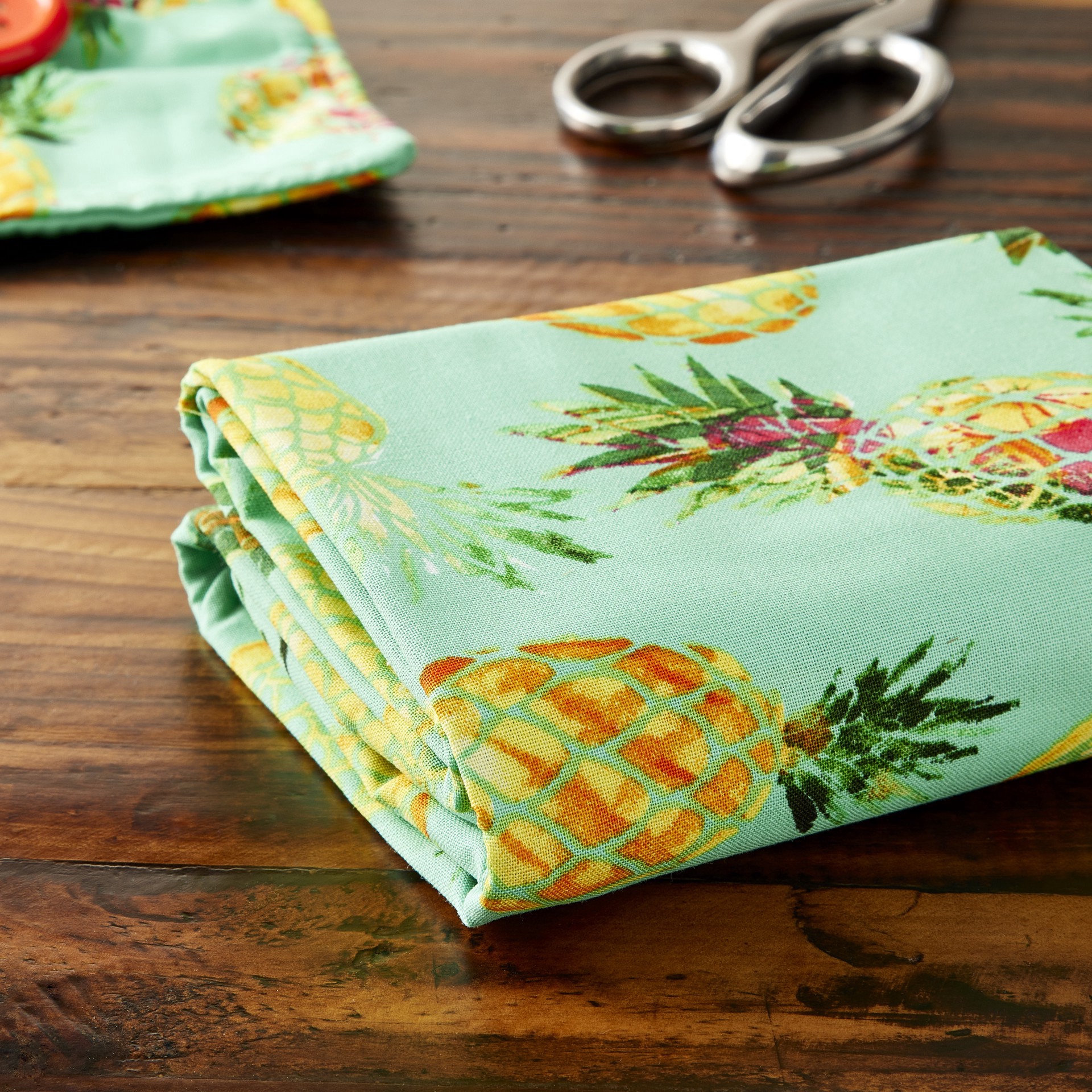 slide 3 of 4, Turquoise Pineapple Cotton Fabric Bundle By Loops & Threads, 1 yd