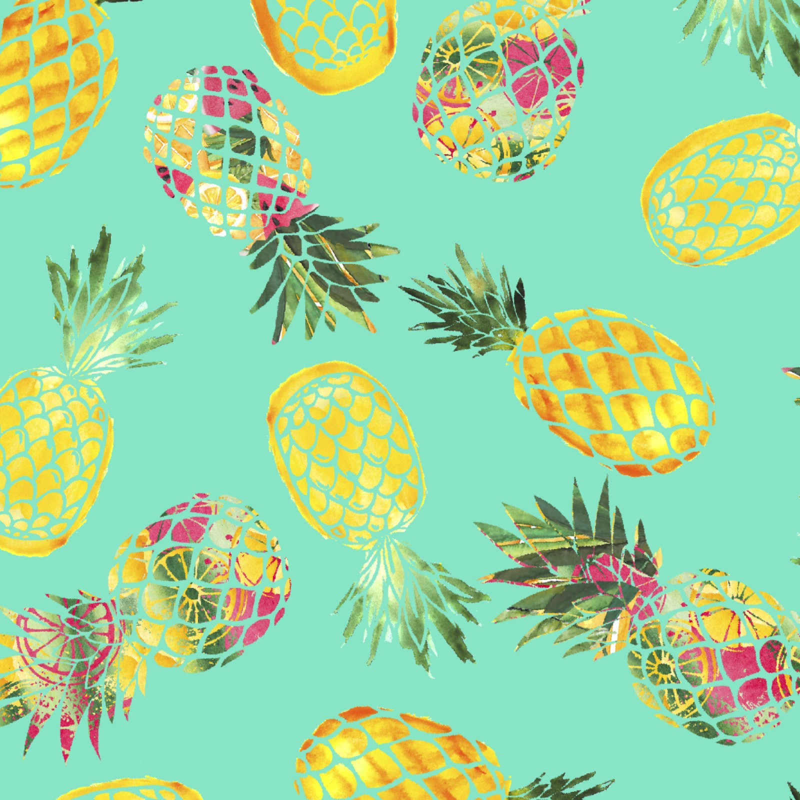 slide 2 of 4, Turquoise Pineapple Cotton Fabric Bundle By Loops & Threads, 1 yd