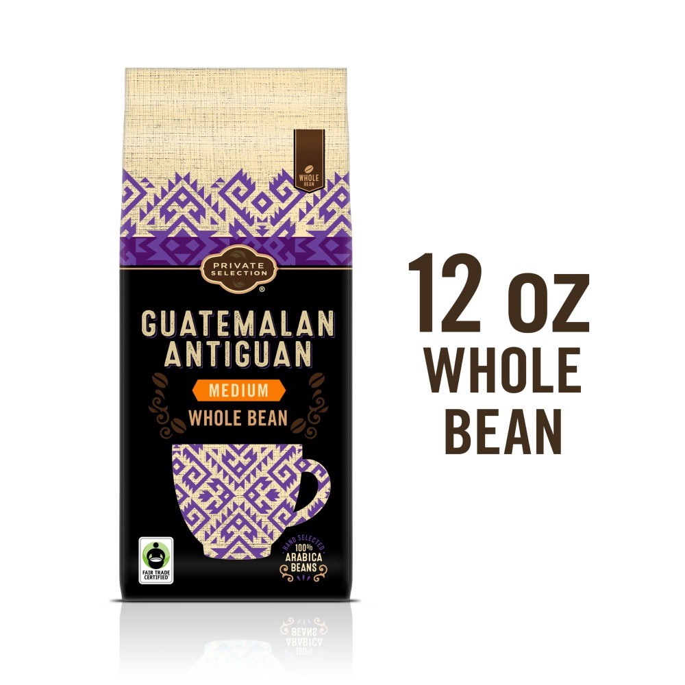 slide 4 of 6, Private Selection Fair Trade Guatemalan Antiguan Medium Roast Whole Bean Coffee - 12 oz, 12 oz