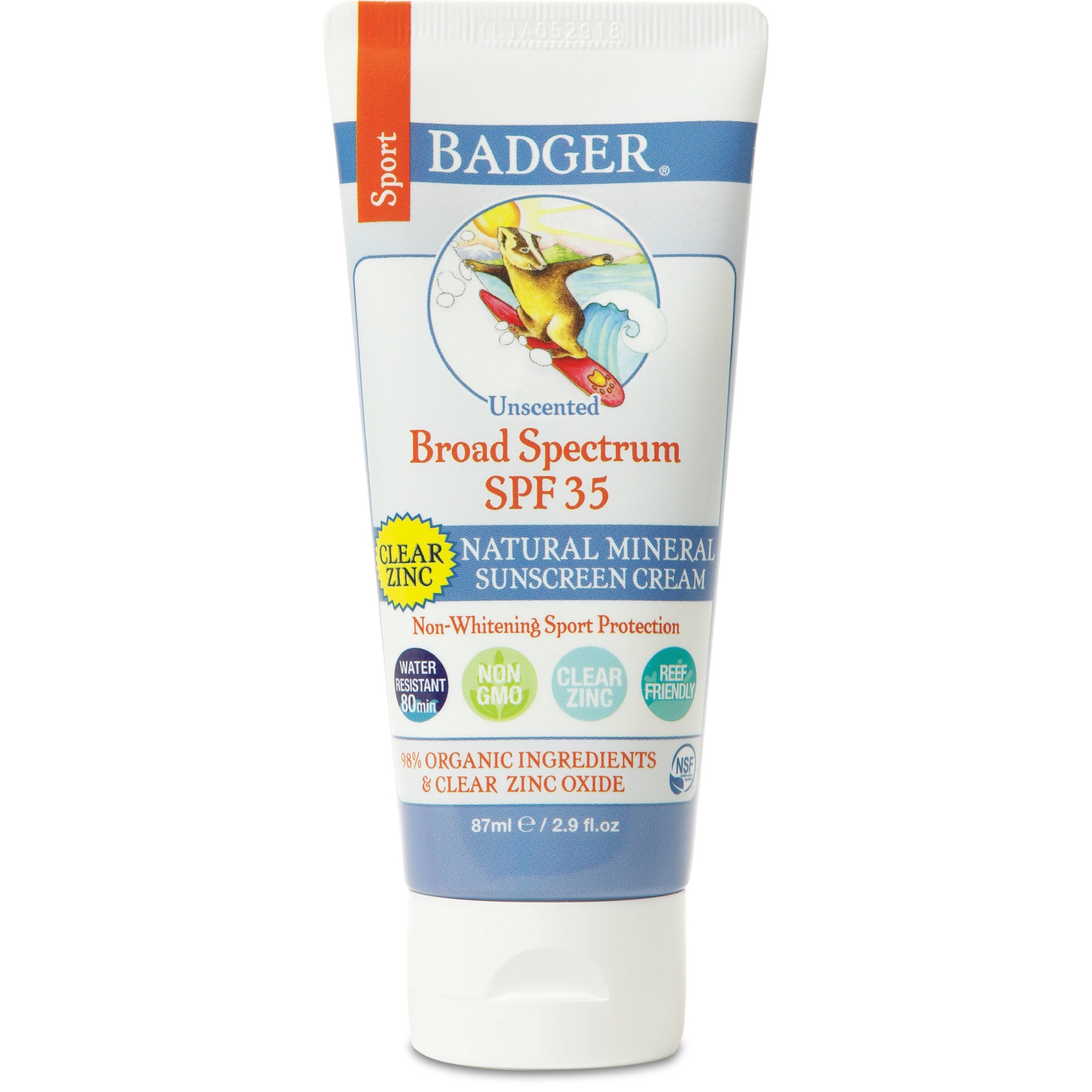 slide 1 of 2, Badger Broad Spectrum Natural Mineral Sunscreen SPF 35, 2.9 fl oz