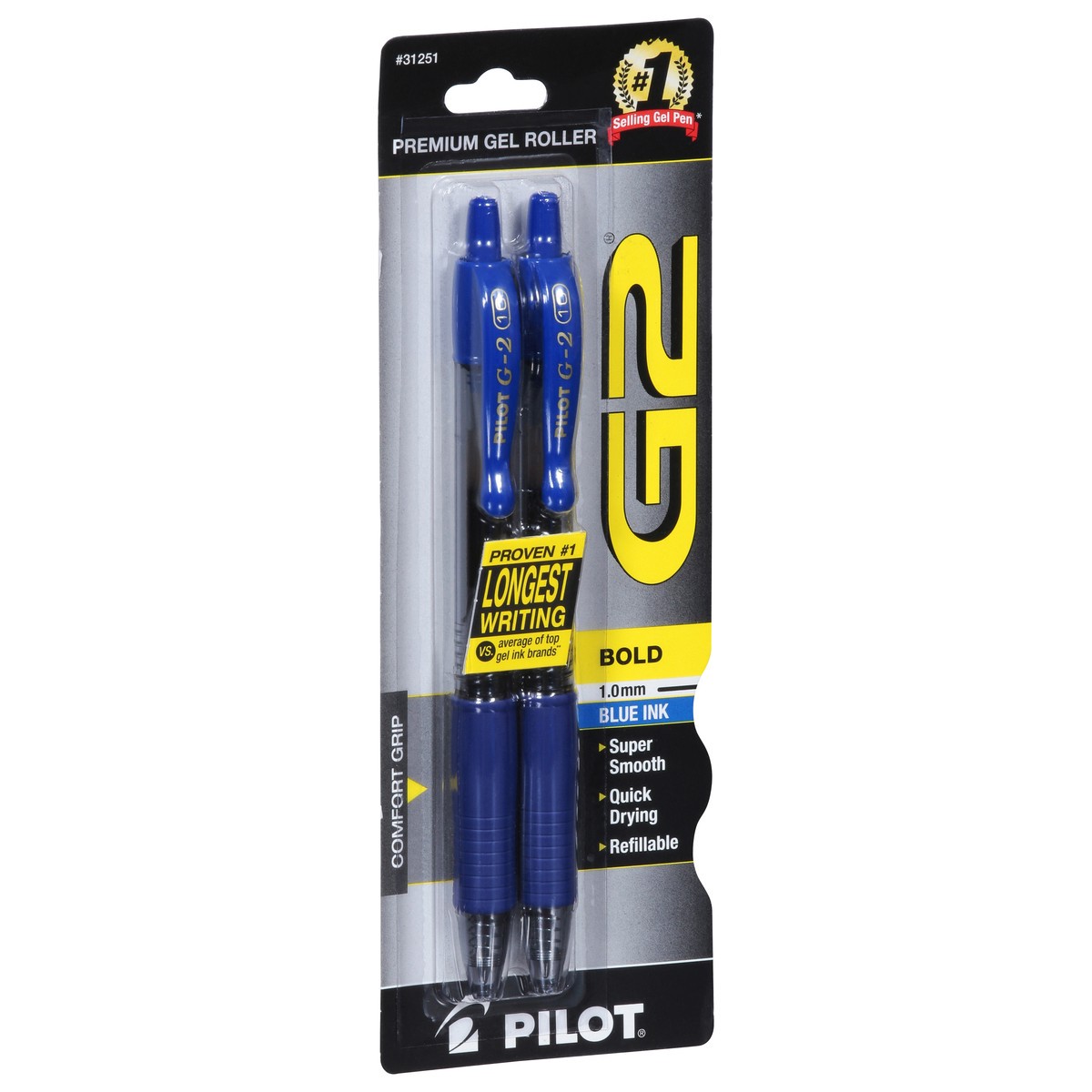 slide 2 of 9, Pilot G2 Bold (1.0 mm) Blue Ink Premium Gel Roller Pen 2 ea, 1 ct