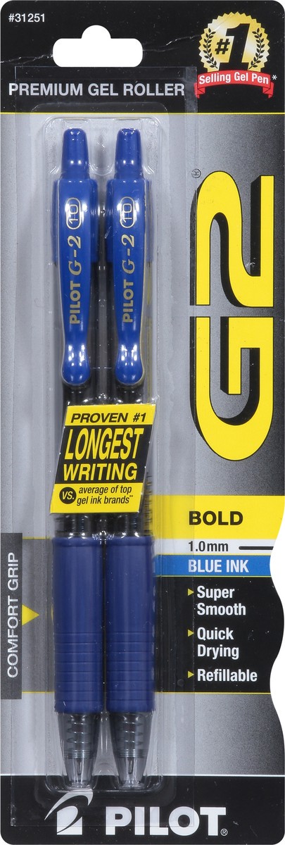 slide 6 of 9, Pilot G2 Bold (1.0 mm) Blue Ink Premium Gel Roller Pen 2 ea, 1 ct