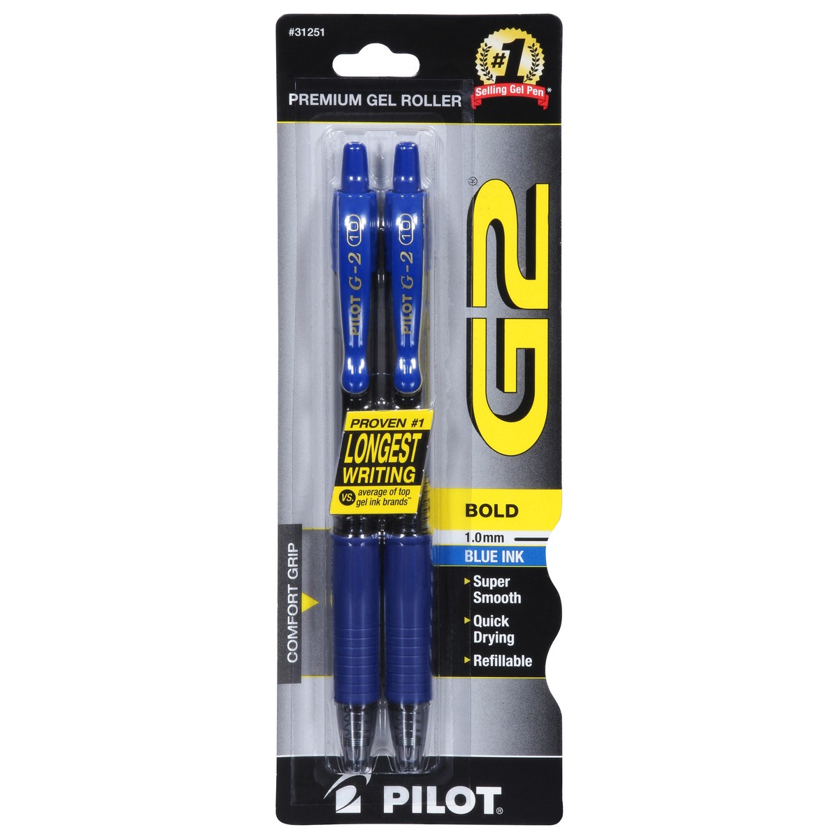 slide 1 of 9, Pilot G2 Bold (1.0 mm) Blue Ink Premium Gel Roller Pen 2 ea, 1 ct