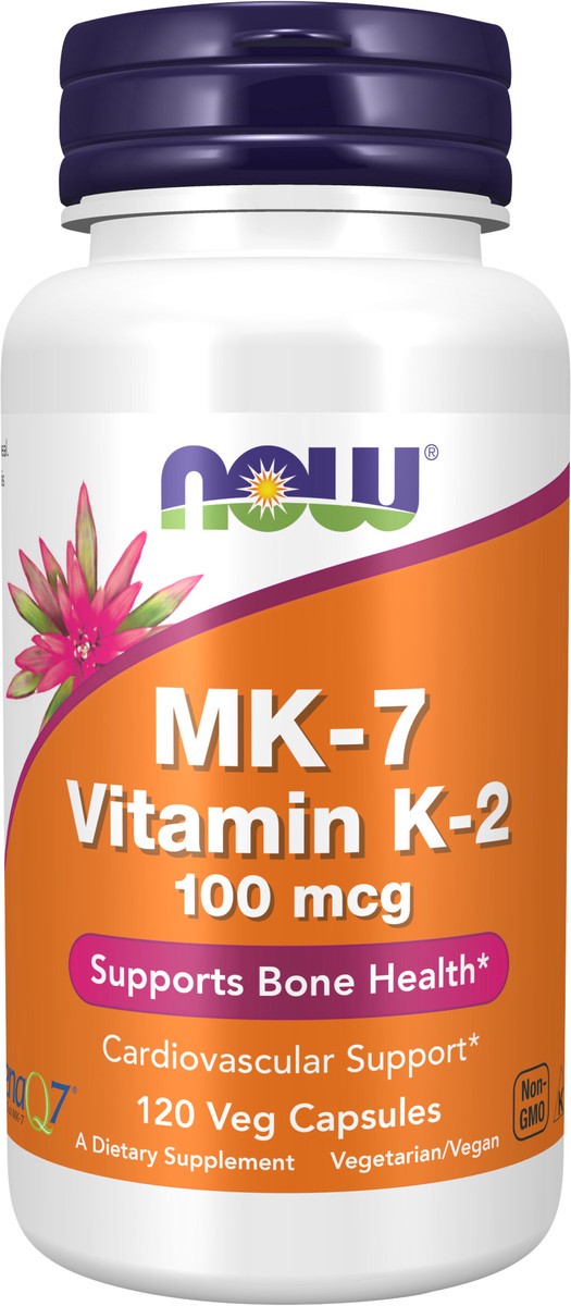 slide 3 of 4, NOW MK-7 Vitamin K-2 100 mcg - 120 Veg Capsules, 120 ct