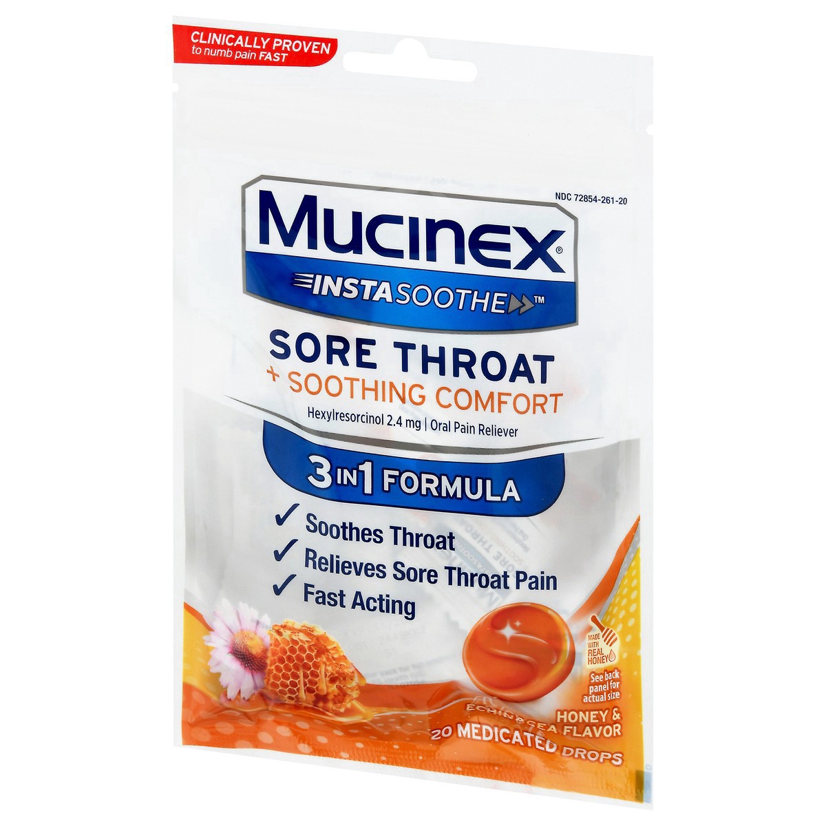 slide 4 of 9, MUCINEX InstaSoothe™ Sore Throat + Soothing Comfort - Honey & Echinacea 36/20 ct., 20 ct