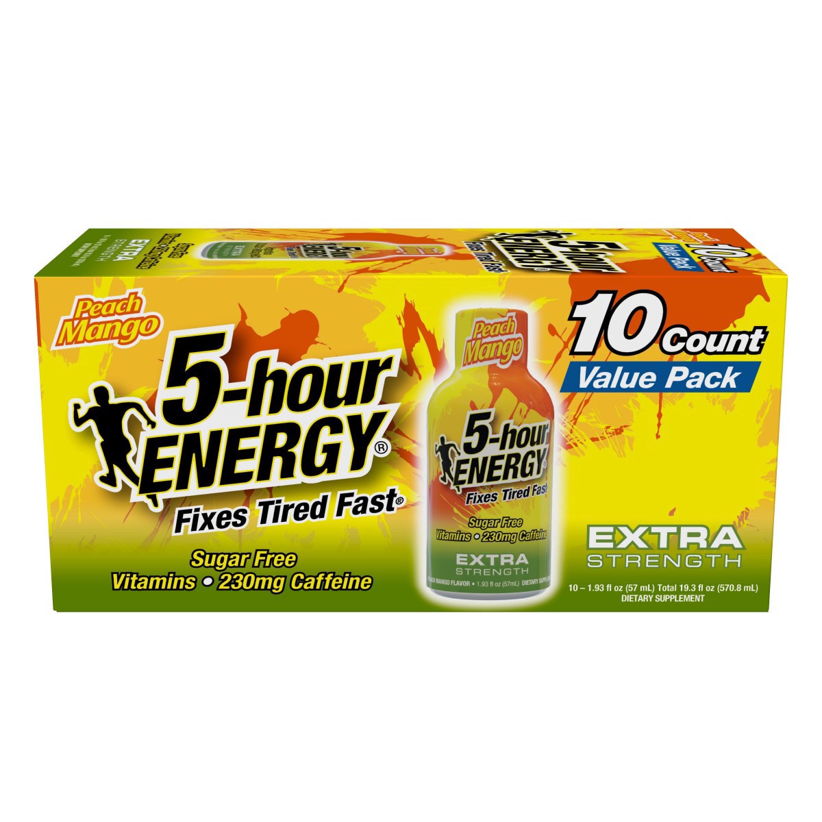 slide 1 of 5, 5-hour ENERGY Shot, Extra Strength, Peach Mango, 10 ct