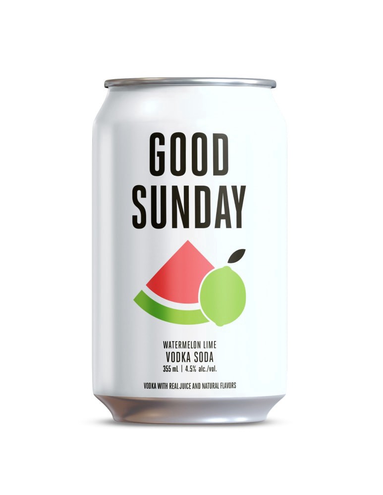 slide 3 of 4, Good Sunday Watermelon Lime Vodka Soda Cocktail, 6 cans / 355 ml