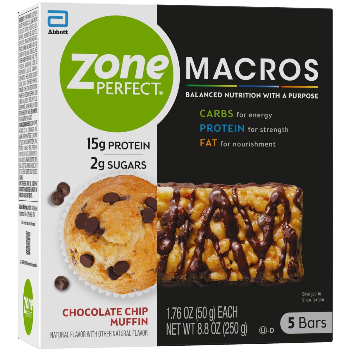 slide 2 of 9, Zone Perfect ZonePerfect Macros Protein Bar Chocolate Chip Muffin Bars 1.76 oz Bars, 8.8 oz