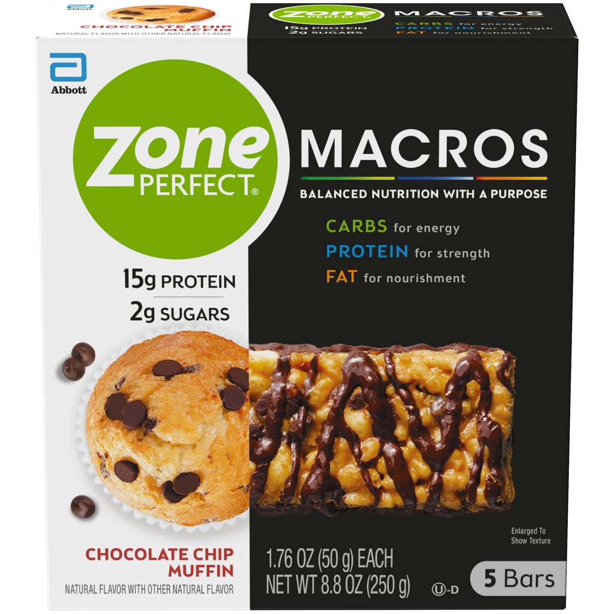 slide 1 of 9, Zone Perfect ZonePerfect Macros Protein Bar Chocolate Chip Muffin Bars 1.76 oz Bars, 8.8 oz