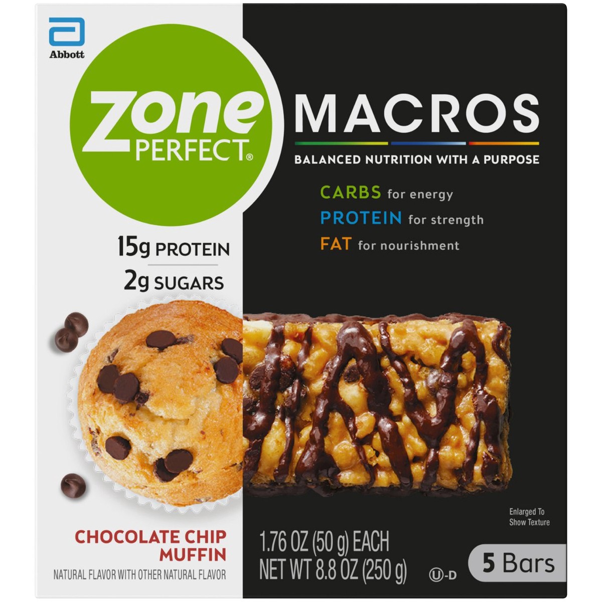 slide 6 of 9, Zone Perfect ZonePerfect Macros Protein Bar Chocolate Chip Muffin Bars 1.76 oz Bars, 8.8 oz