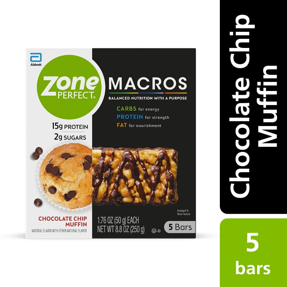 slide 1 of 1, Zone Perfect Macros, Chocolate Chip Muffin 5-1.76 Oz, 8.8 oz