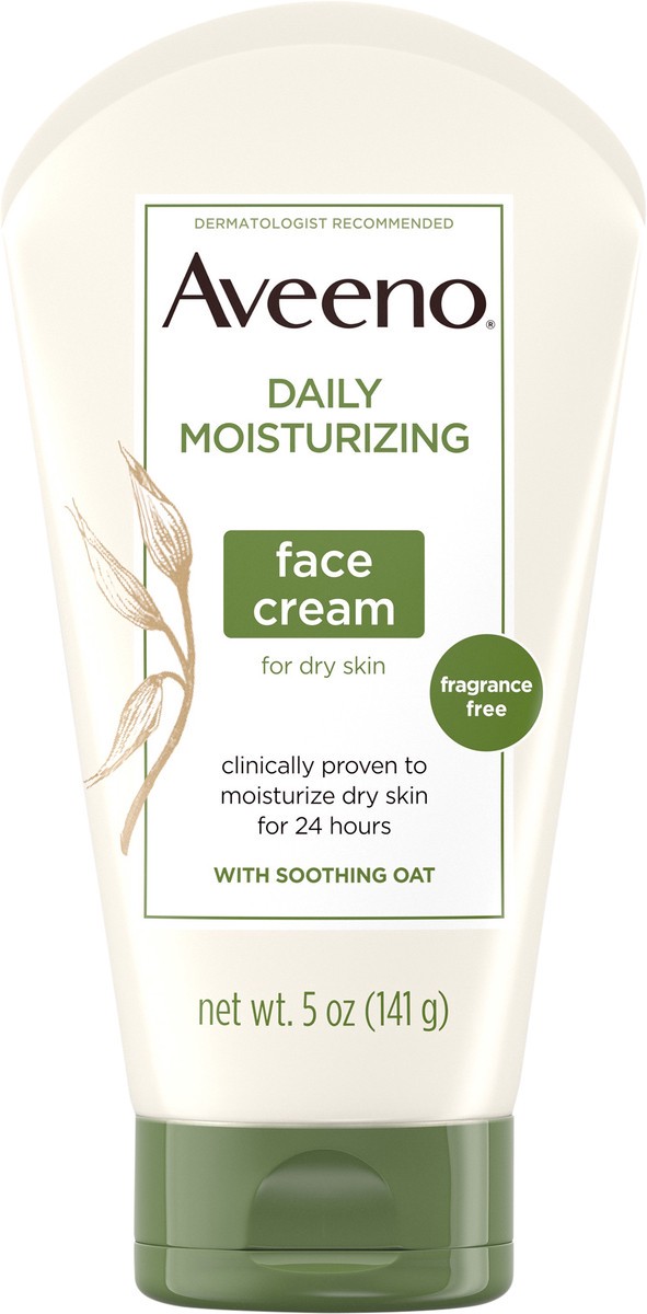 slide 4 of 7, Aveeno Daily Moisturizing Face Cream for Dry Skin, Non-GMO Oat, 5 Oz, 5 oz