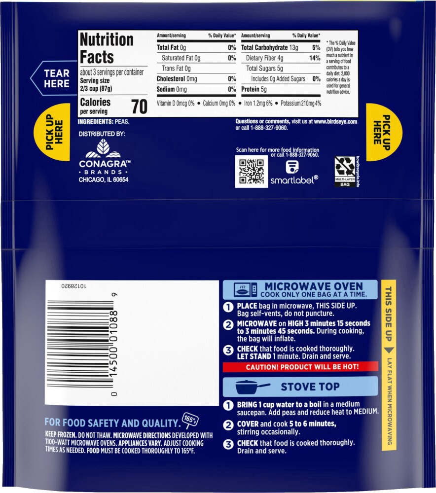 slide 2 of 2, Birds Eye Petite Sweet Peas, Frozen Vegetables, 10 oz. Bag, 10 oz