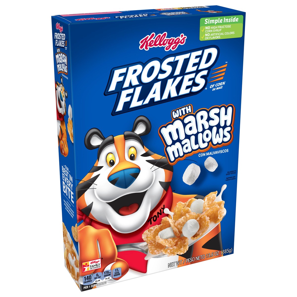 slide 2 of 10, Frosted Flakes Kellogg's Frosted Flakes Breakfast Cereal Original with Marshmallows, 13.6 oz, 13.6 oz