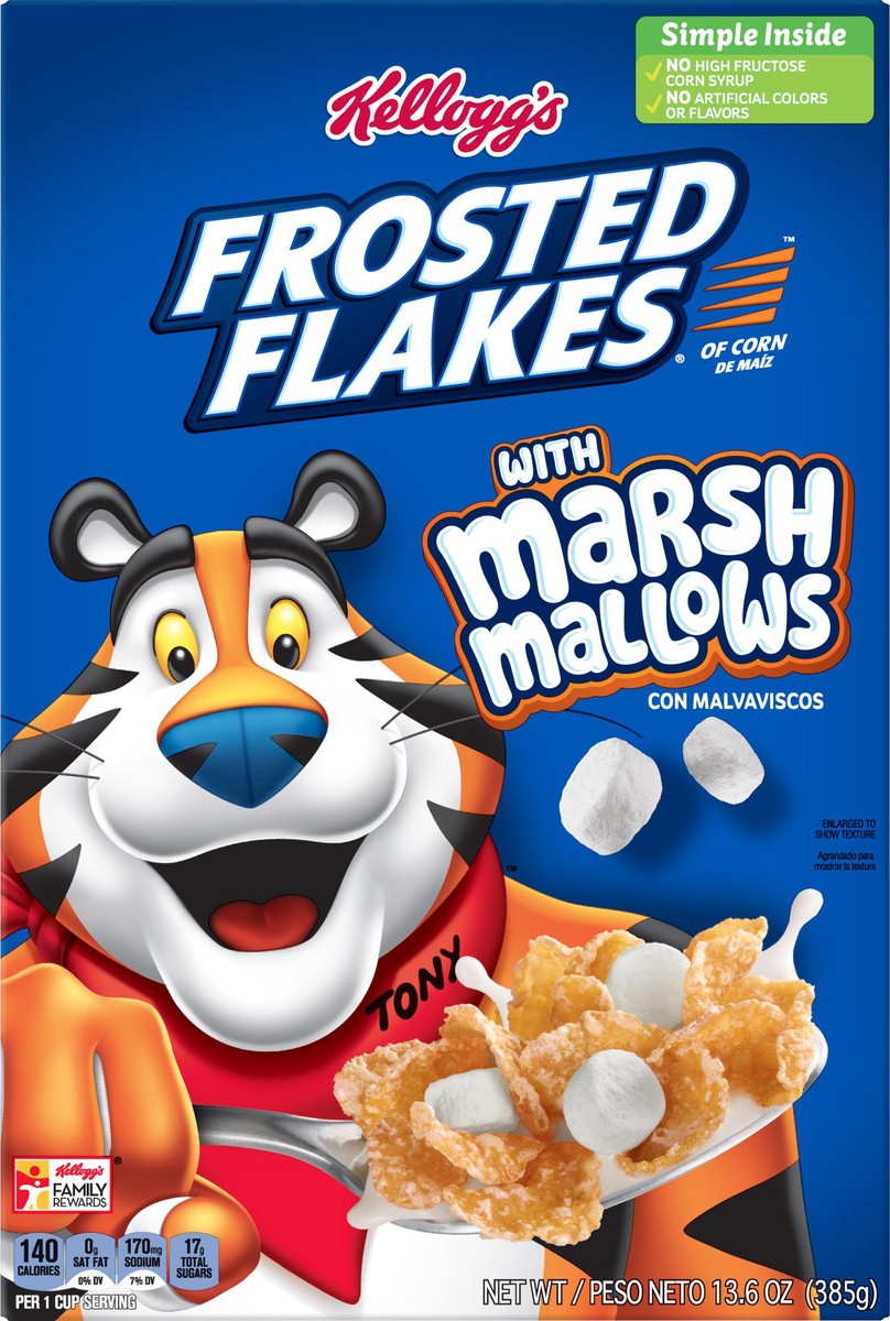 slide 8 of 10, Frosted Flakes Kellogg's Frosted Flakes Breakfast Cereal Original with Marshmallows, 13.6 oz, 13.6 oz