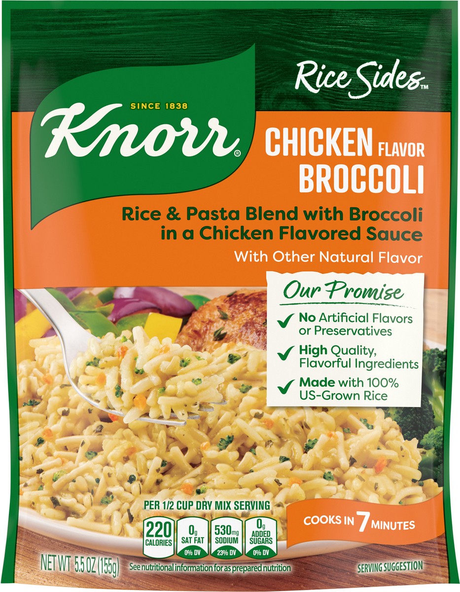 slide 2 of 3, Knorr Rice Sides Chicken Broccoli with Long Grain Rice and Vermicelli Pasta, 5.5 oz, 5.5 oz