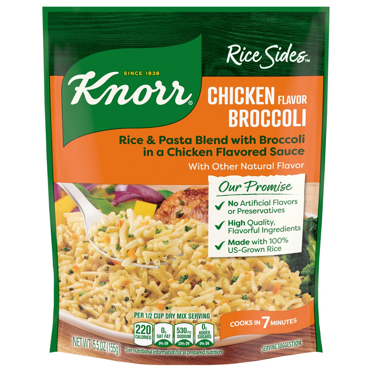 slide 1 of 3, Knorr Chicken Broccoli with Long Grain Rice and Vermicelli Pasta Rice Sides, 5.50 oz