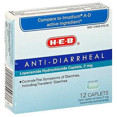 slide 1 of 1, H-E-B Anti-Diarrheal Caplets, 12 ct