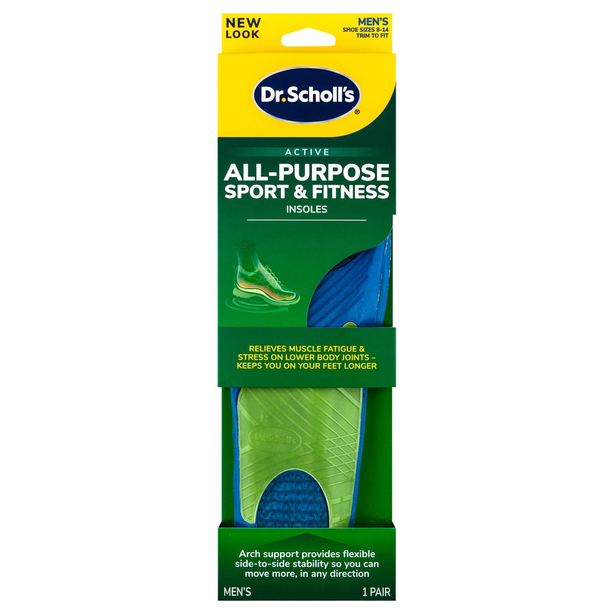 slide 1 of 9, Dr. Scholl's All-Purpose Sport & Fitness Comfort Insoles,Men's, 1 Pair, Trim to Fit, 1 ct