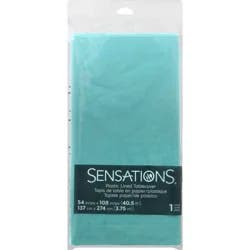 Sensations Plastic Lined Tablecover, Spa Blue