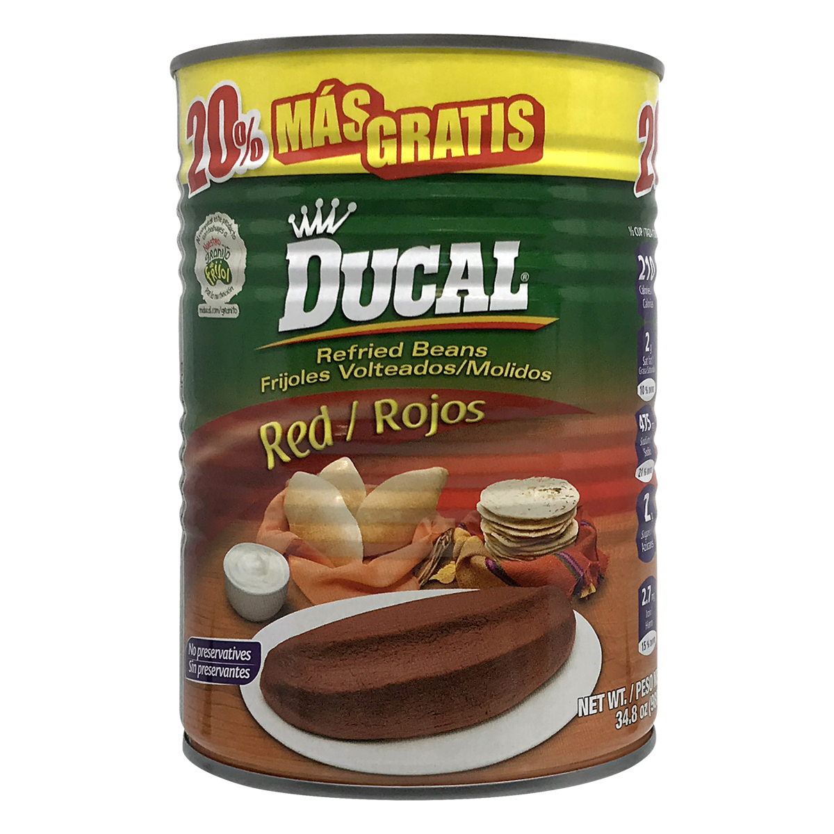 slide 1 of 1, Ducal Refried Red Beans, 34.8 oz