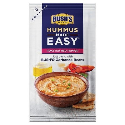 slide 1 of 1, Bush's Best Roasted Red Pepper Hummus Made Easy, 6 oz