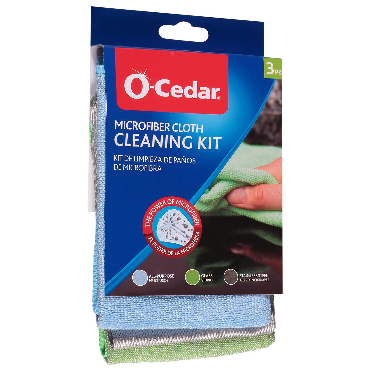 slide 4 of 10, O-Cedar 3 Pack Microfiber Cloth Cleaning Kit 1 ea Sleeve, 1 ct