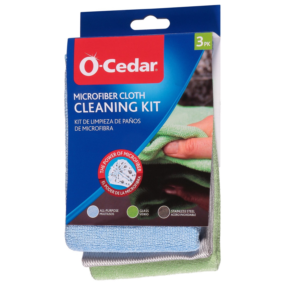 slide 5 of 10, O-Cedar 3 Pack Microfiber Cloth Cleaning Kit 1 ea Sleeve, 1 ct