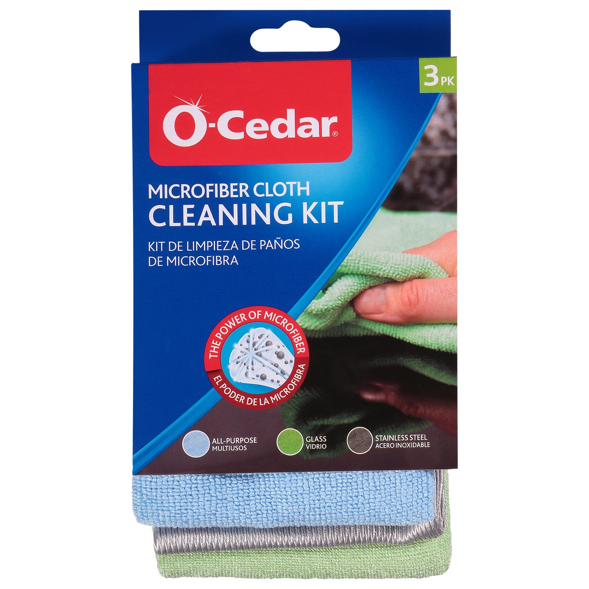 slide 1 of 10, O-Cedar 3 Pack Microfiber Cloth Cleaning Kit 1 ea Sleeve, 1 ct