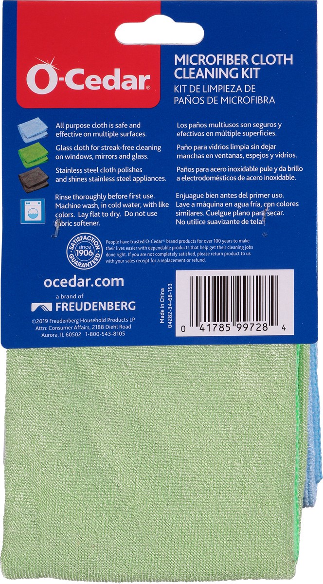 slide 6 of 10, O-Cedar 3 Pack Microfiber Cloth Cleaning Kit 1 ea Sleeve, 1 ct