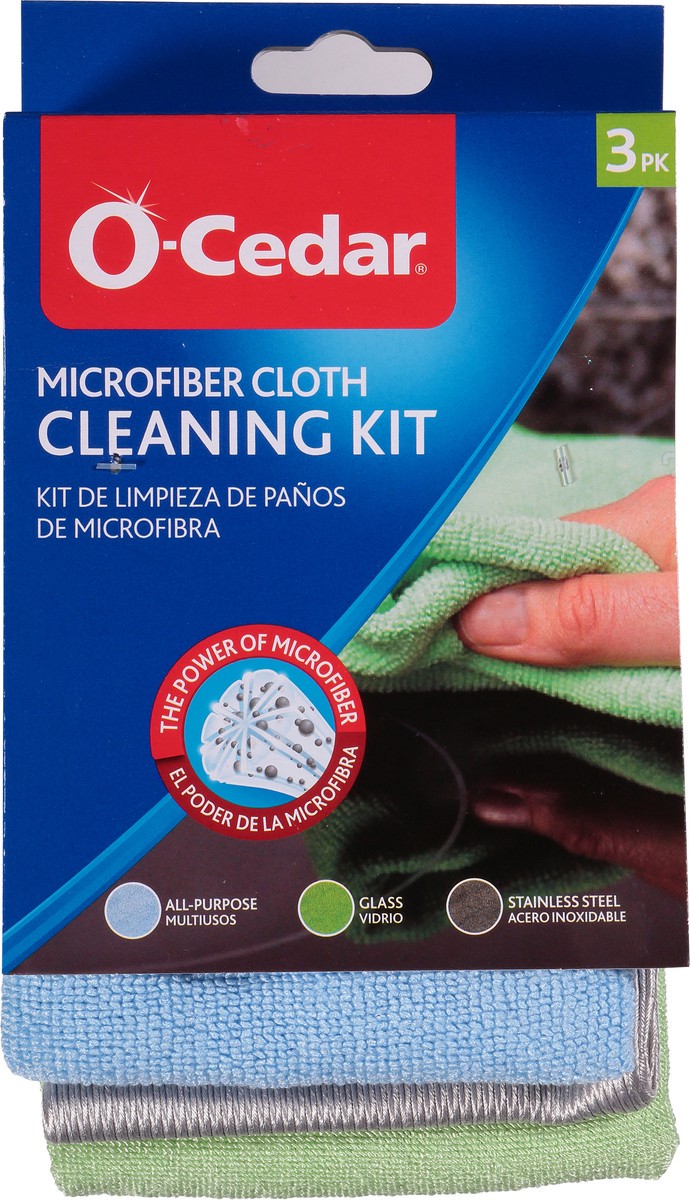 slide 1 of 10, O-Cedar 3 Pack Microfiber Cloth Cleaning Kit 1 ea Sleeve, 1 ct