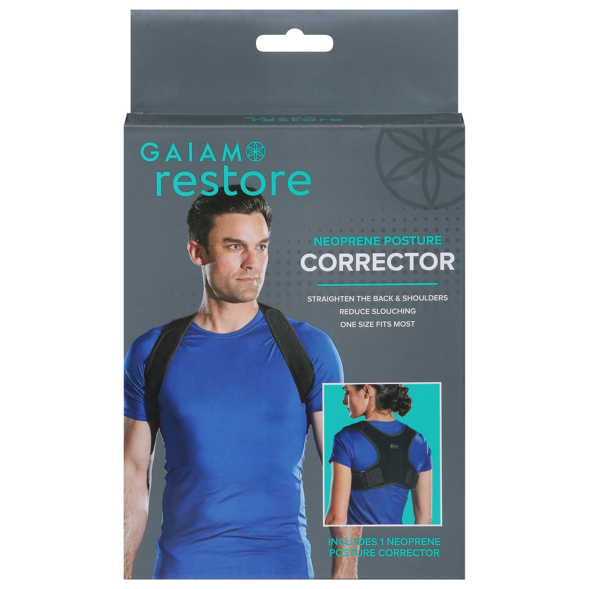 slide 1 of 1, Gaiam Restore Neoprene Posture Corrector 1 ea, 1 ct