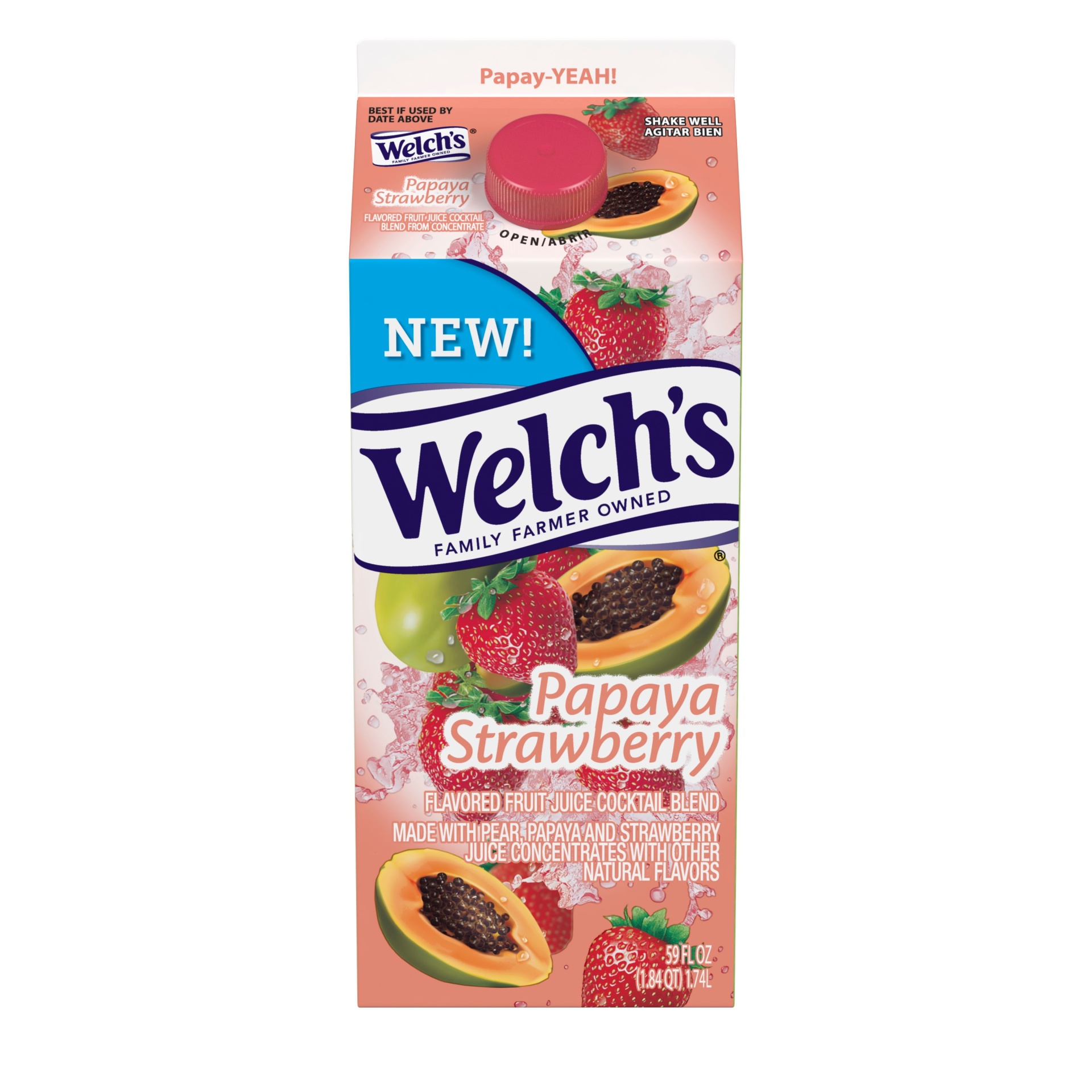 slide 1 of 1, Welch's Papaya Strawberry Fruit Juice, 59 fl oz