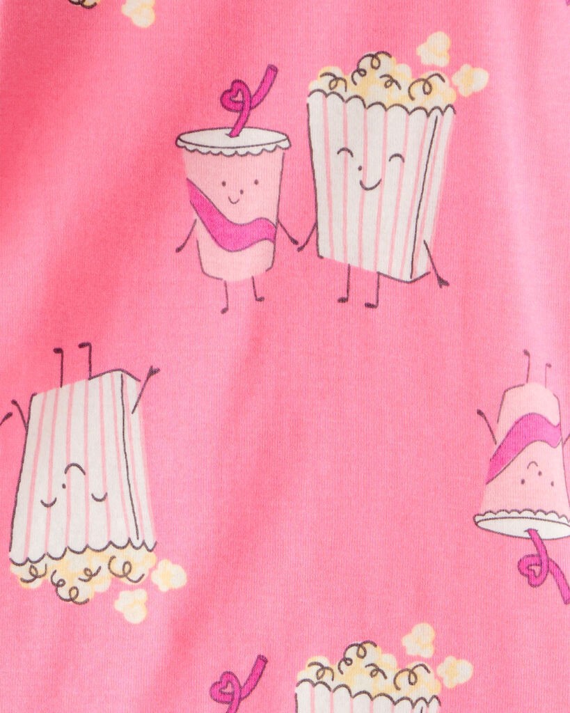 slide 4 of 4, Carter's Carters Toddler Girl Movie Print 100% Cotton Long-Sleeve 4-Piece Pajamas - Pink/Black Pink/Black 4T, 4 pc