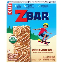 Zbar - Bake Sale Collection - Cinnamon Roll - Soft Baked Snack Bars - Non-GMO - 13g Whole Grains - USDA Organic Granola Bars (6 Pack)