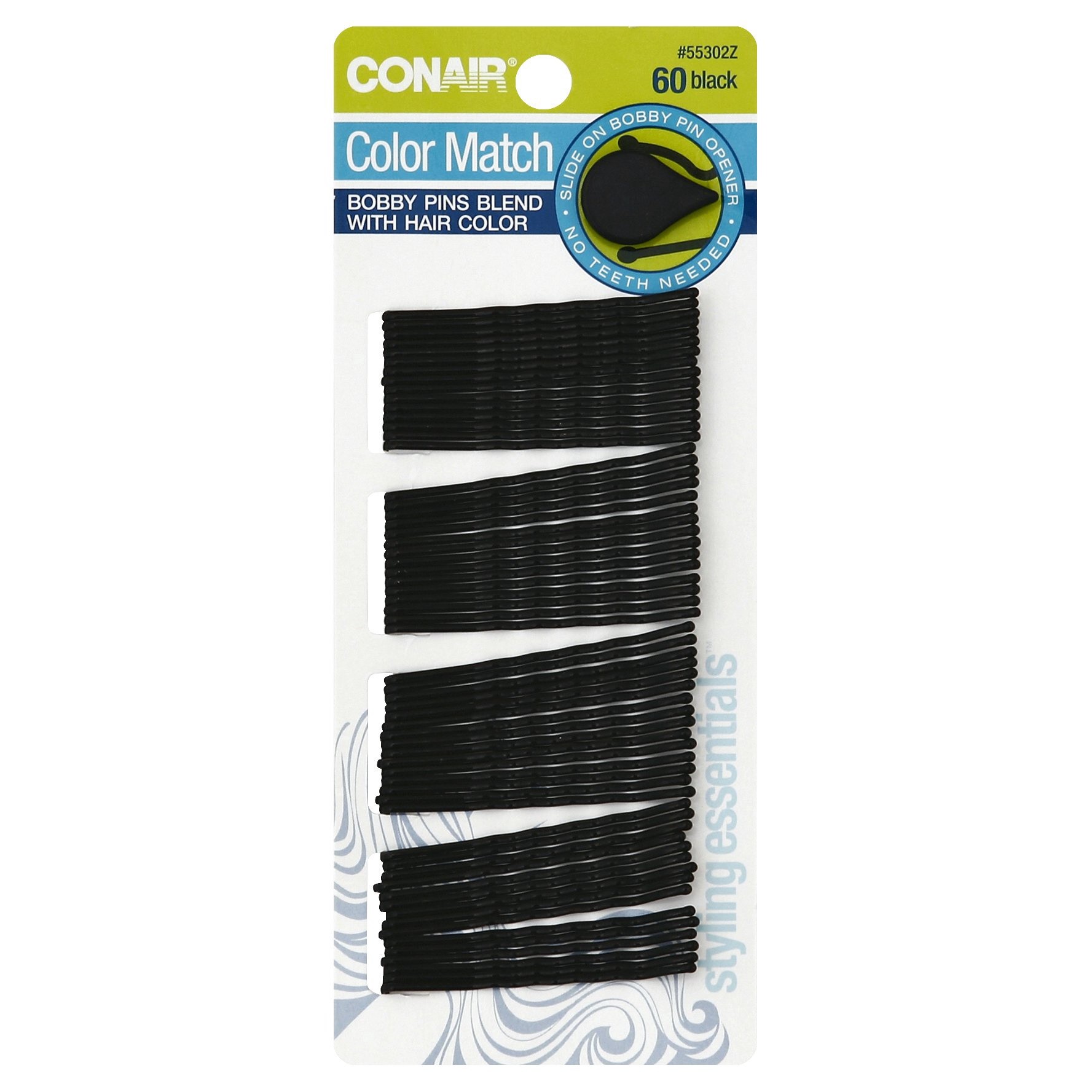 slide 1 of 6, Conair Bobby Pins - Black, 60 ct