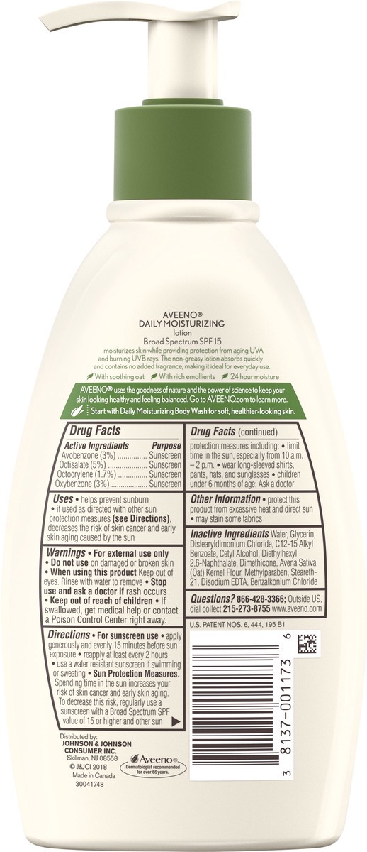 slide 4 of 7, Aveeno Daily Moisturizing Body Lotion with SPF 15 & Oat, 12 fl. oz, 12 oz